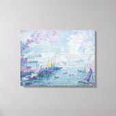Fine Art Painting Sea Port Ships Bridge Light Blue Leinwanddruck (Vorderseite)