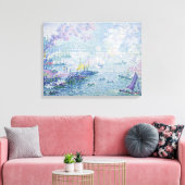 Fine Art Painting Sea Port Ships Bridge Light Blue Leinwanddruck (Insitu (Wohnzimmer))