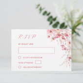 Fine Art Pink Boho Floral Wedding RSVP Karte (Stehend Vorderseite)
