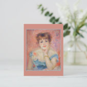 Fine Art Portrait Actress Jeanne Samary Renoir Postkarte (Stehend Vorderseite)