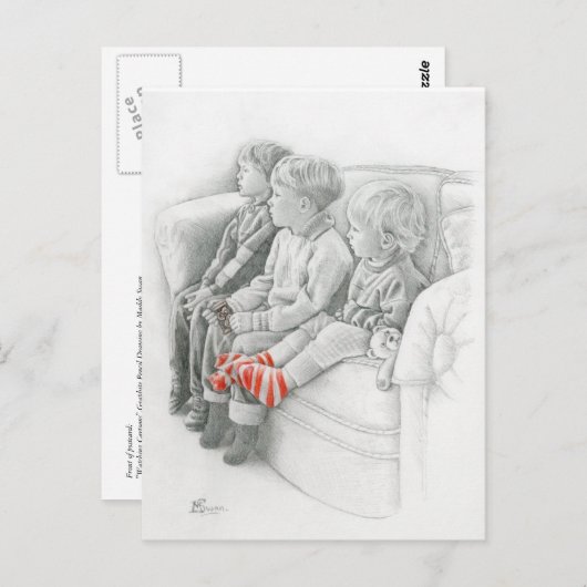 Fine Art Postcard - Cartoon beobachten, Graphit Postkarte (Vorne/Hinten)