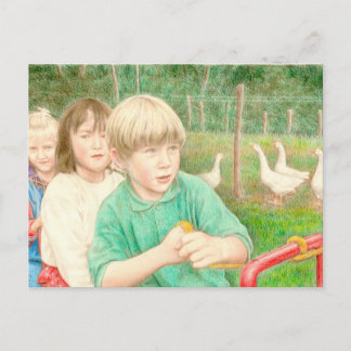 Fine Art Postcard - Spielzeit, Farbstift Postkarte