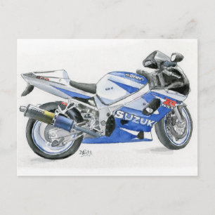 Fine Art Postcard- Suzuki motorbike, watercolour Postkarte