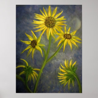 Fine Art Sonnenblumen Malerei Print "Wohnung 1" Poster