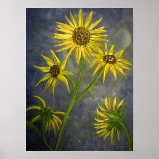 Fine Art Sonnenblumen Malerei Print "Wohnung 1" Poster (Vorne)