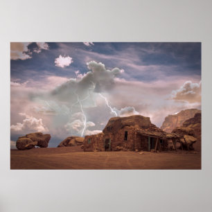 Fine Art Southwest Wüste Lightning Landschaft Poster