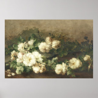 Fine Art Vintag White Roses Ölgemälde Poster