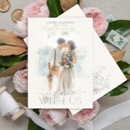 Fine Art Watercolor Gray Foto Hochzeit Inv Einladung