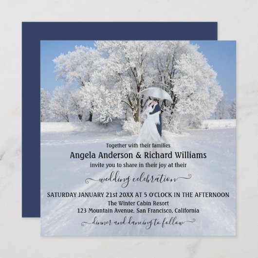 Fine Art Winter Wonderland Wedding Einladung (Vorne/Hinten)