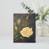 Fine Art Yellow Rose and Buds Still Life Postkarte (Stehend Vorderseite)