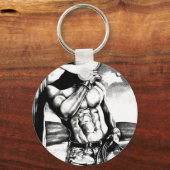 Fine Art zeichnend hübscher Cowboy Bodybuilder Schlüsselanhänger (Vorderseite)
