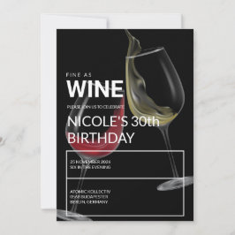 Fine As Wine Elegant Birthday Party Invitation Einladung