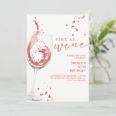 Fine as Wine Elegant Wine Tasting Birthday Invite Einladung (Stehend Vorderseite)
