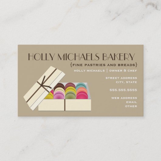 Fine Baker Business Card - Ein Dutzend Macarons Visitenkarte (Vorderseite)