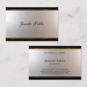 Fine Calligraphy Script attraktiv Schwarz und Gold Visitenkarte (Vorne/Hinten)