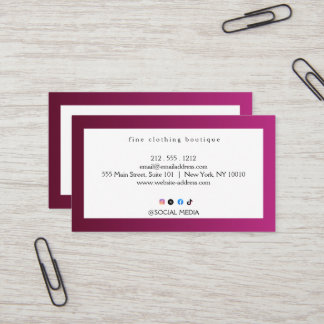 Fine Clothing Boutique Business Card Modern  Visitenkarte