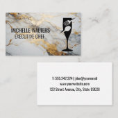 Fine Dining-Logo | Goldweißer Marmor Visitenkarte (Vorne/Hinten)