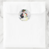 Fine Fat Snowman in Top Hat Runder Aufkleber (Tasche)
