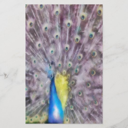Fine Feather Peacock Paating Plumage Briefpapier (Vorderseite)