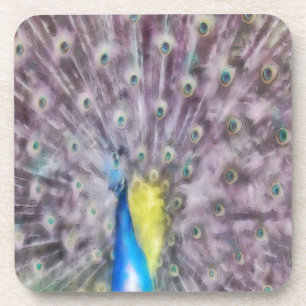 Fine Feather Peacock Paating Plumage Untersetzer
