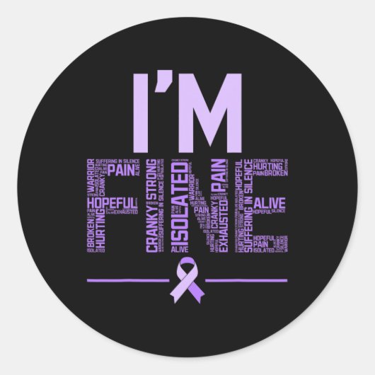 Fine Fibromyalgie Warrior Fibro Awareness Lila R Runder Aufkleber (Vorderseite)