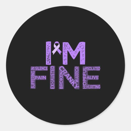 Fine Fibromyalgie Warrior Fibro Awareness Lila R Runder Aufkleber (Vorderseite)