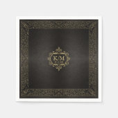 Fine Filigree Gold Border Wedding ID871 Serviette (Vorderseite)