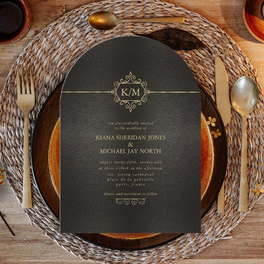 Fine Filigree Gold Wedding Arch ID871 Einladung