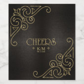 Fine Filigree Gold Wedding Cheers ID871 Weinetikett (Einzelnes Label)