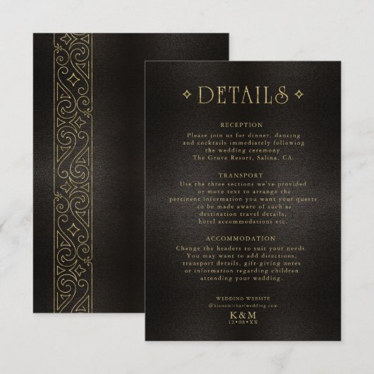 Fine Filigree Gold Wedding Details ID871 Begleitkarte (Vorne/Hinten)