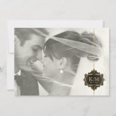 Fine Filigree Gold Wedding ID871 Dankeskarte (Vorderseite)