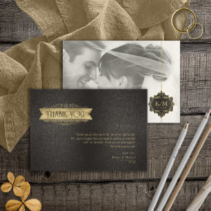 Fine Filigree Gold Wedding ID871 Dankeskarte