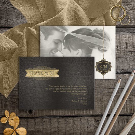 Fine Filigree Gold Wedding ID871 Dankeskarte