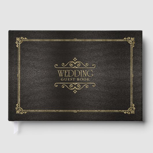 Fine Filigree Gold Wedding ID871 Gästebuch (Vorderseite)