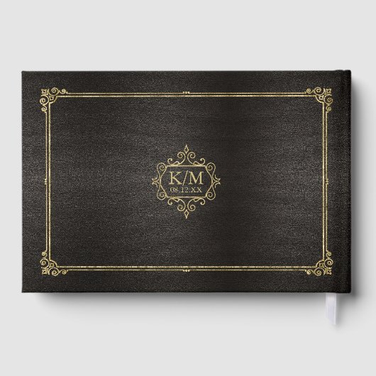 Fine Filigree Gold Wedding ID871 Gästebuch (Rückseite)