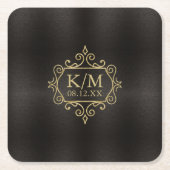 Fine Filigree Gold Wedding ID871 Rechteckiger Pappuntersetzer (Vorderseite)