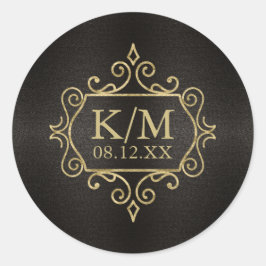 Fine Filigree Gold Wedding ID871 Runder Aufkleber