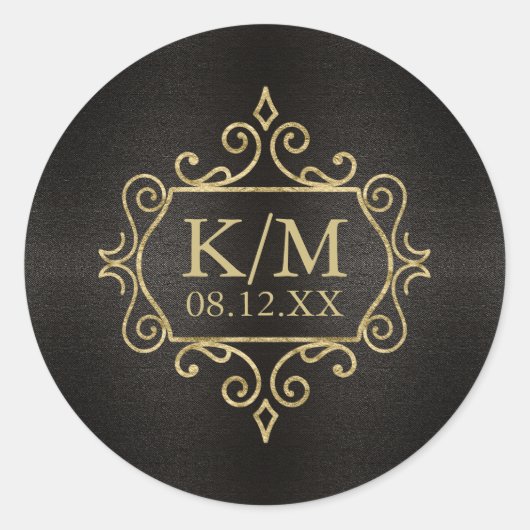 Fine Filigree Gold Wedding ID871 Runder Aufkleber (Vorderseite)