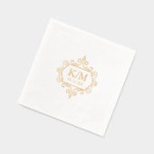 Fine Filigree Gold Wedding Initials ID871 Servietten Mit Folie (Links)