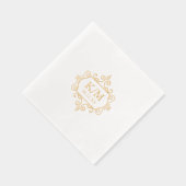 Fine Filigree Gold Wedding Initials ID871 Servietten Mit Folie (Rechts)