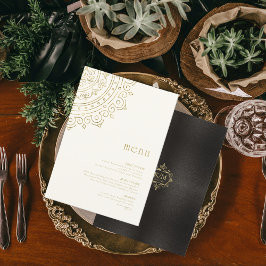 Fine Filigree Gold Wedding Menu ID871