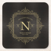 Fine Filigree Gold Wedding Monogram ID871 Rechteckiger Pappuntersetzer (Vorderseite)