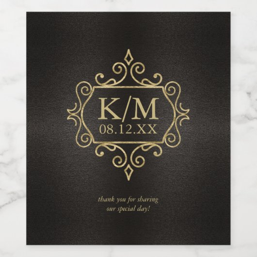 Fine Filigree Gold Wedding Vielen Dank ID871 Weinetikett (Einzelnes Label)