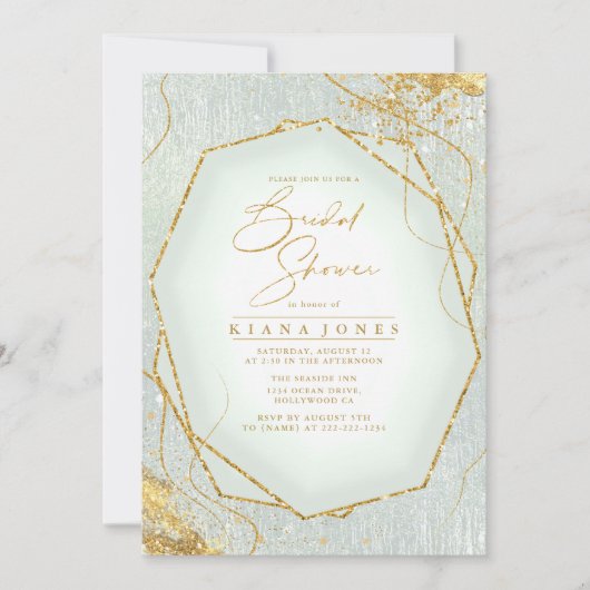 Fine Gold Lines Abstrakt Brautparty Sage ID867 (Vorderseite)