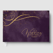 Fine Gold Lines Abstrakt Wedding Plum ID867 Gästebuch (Vorderseite)