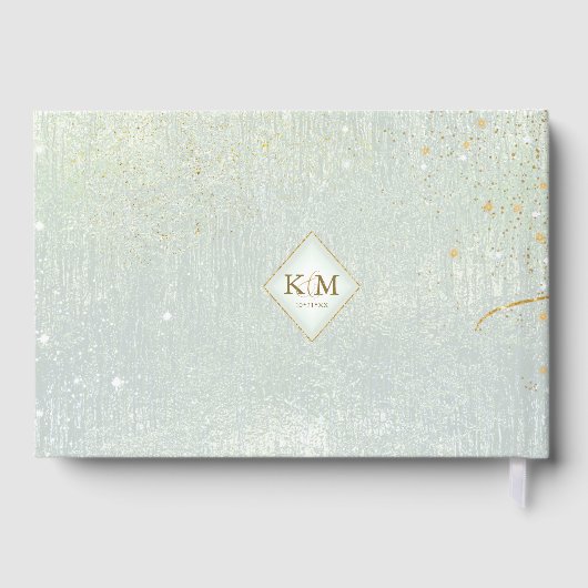 Fine Gold Lines Abstrakt Wedding Sage ID867 Gästebuch (Rückseite)