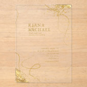 Fine Gold Lines Abstrakt Wedding Transparent ID867 Acryleinladungen (Vorderseite)
