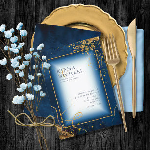 Fine Gold Lines Abstrakt Wedding V2 Navy ID867