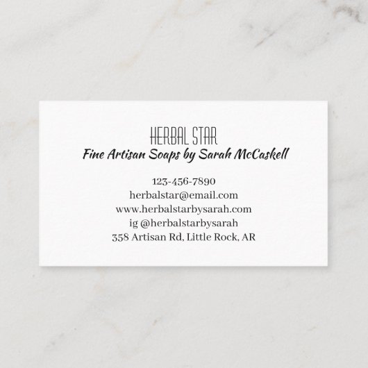 Fine Herbal Artisan Soap Maker Visitenkarte (Rückseite)