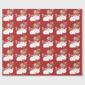 Fine Kimono Pattern Rabbits & Blume Geschenkpapier (Flach)